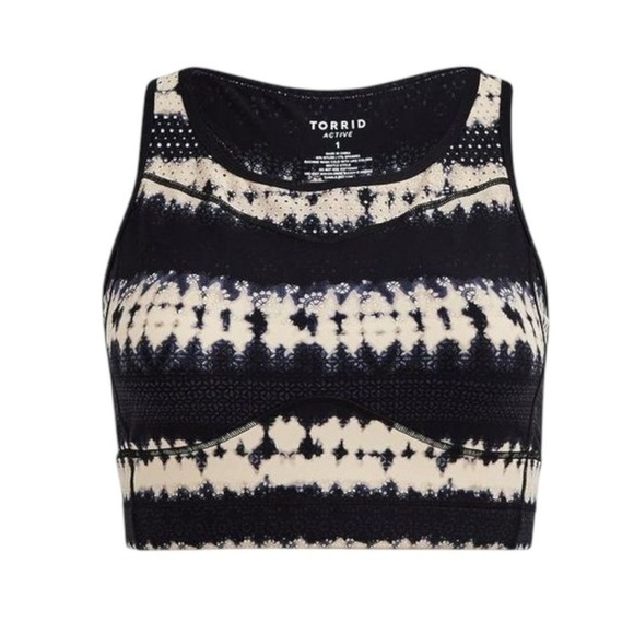 torrid Other - Torrid Active Sports Bra Black Cream Tie Dye Racerback Size M / 00 Longline